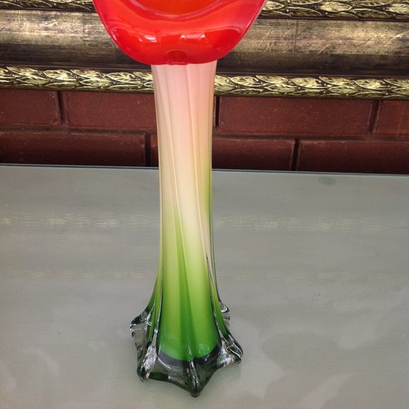 Beautiful Murano Calla Lily Vintage Collectible Hand Blown Glass Vase - Picture 8 of 9